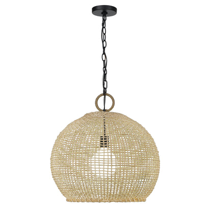 Reed Large Pendant in Matte Black - Matte Black / Bamboo / Beige - Golden Lighting