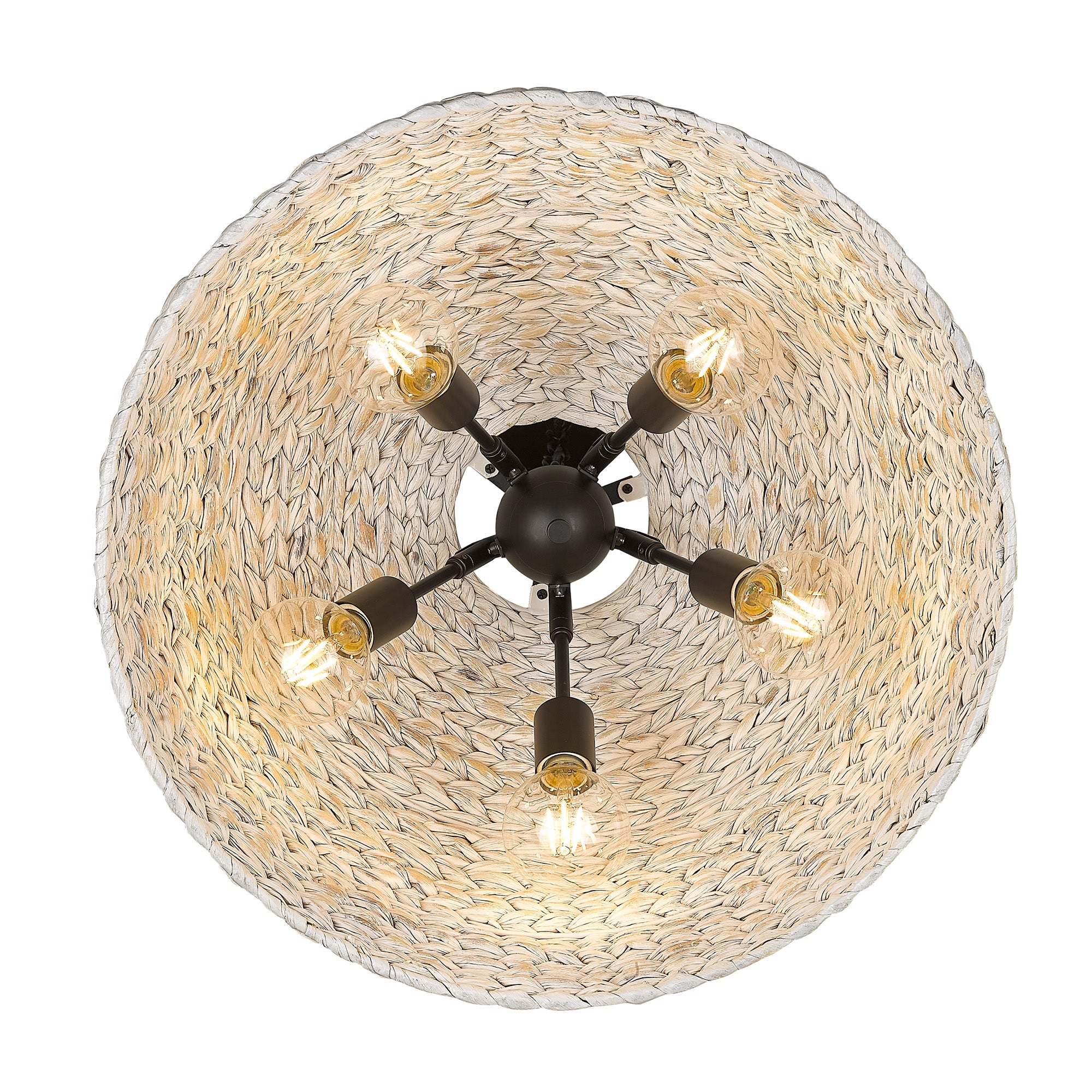 Golden Lighting Rue 5-light Pendant in Matte Black and Rubbed Bronze shade - - Golden Lighting