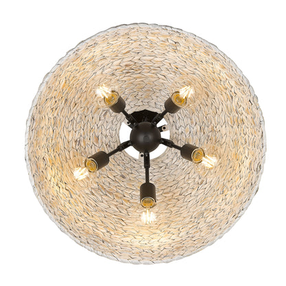 Golden Lighting Rue 5-light Pendant in Matte Black and Rubbed Bronze shade - - Golden Lighting