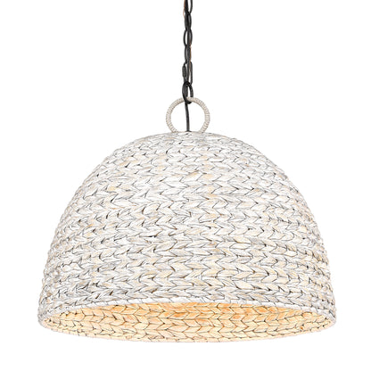 Rue 5 Light Pendant in Matte Black with Painted Sweet Grass Shade - - Golden Lighting