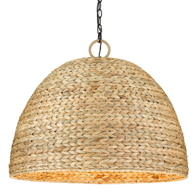 Golden Lighting Rue 8-light Chandelier in Matte Black and Woven Sweet Grass shade - - Golden Lighting