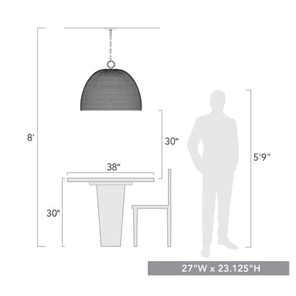 Golden Lighting Rue 8-light Chandelier in Matte Black and Woven Sweet Grass shade - - Golden Lighting