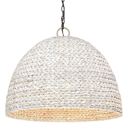 Rue 8 Light Pendant in Matte Black with Painted Sweet Grass Shade - - Golden Lighting