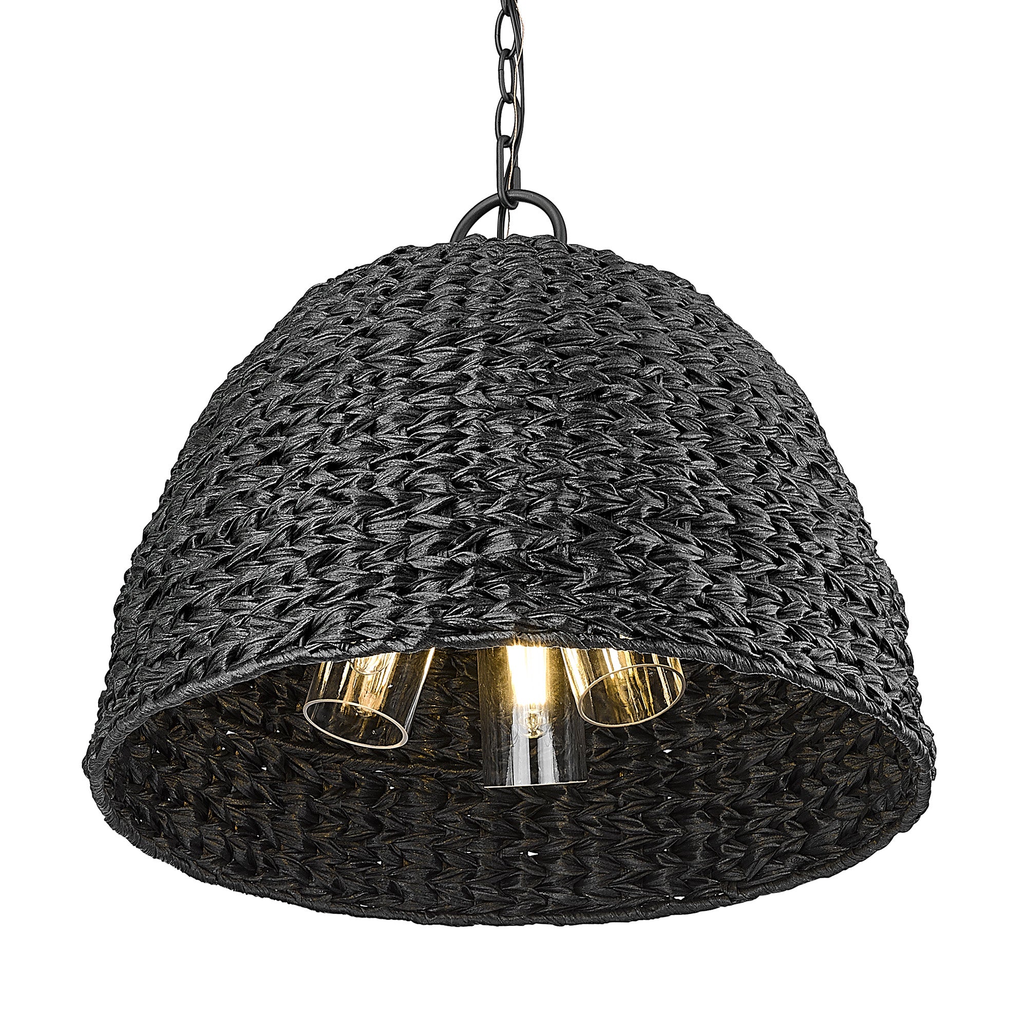 Golden Lighting Rue 3-light Outdoor Pendant in Natural Black - - Golden Lighting