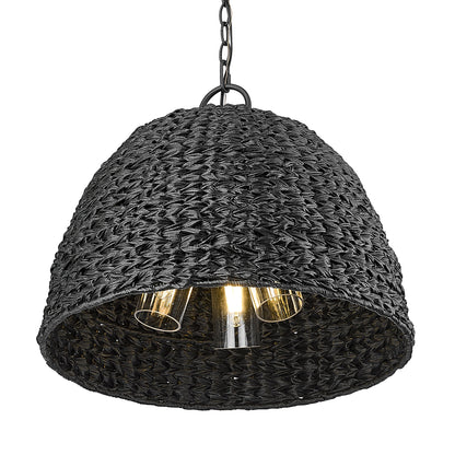 Golden Lighting Rue 3-light Outdoor Pendant in Natural Black - - Golden Lighting