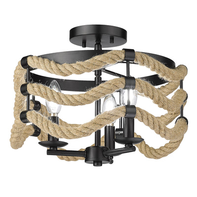 Golden Lighting Marissa 3-light Semi-Flush Mount in Matte Black - - Golden Lighting