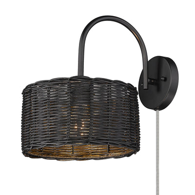 Golden Lighting Erma 1-light Wall Sconce in Matte Black - - Golden Lighting