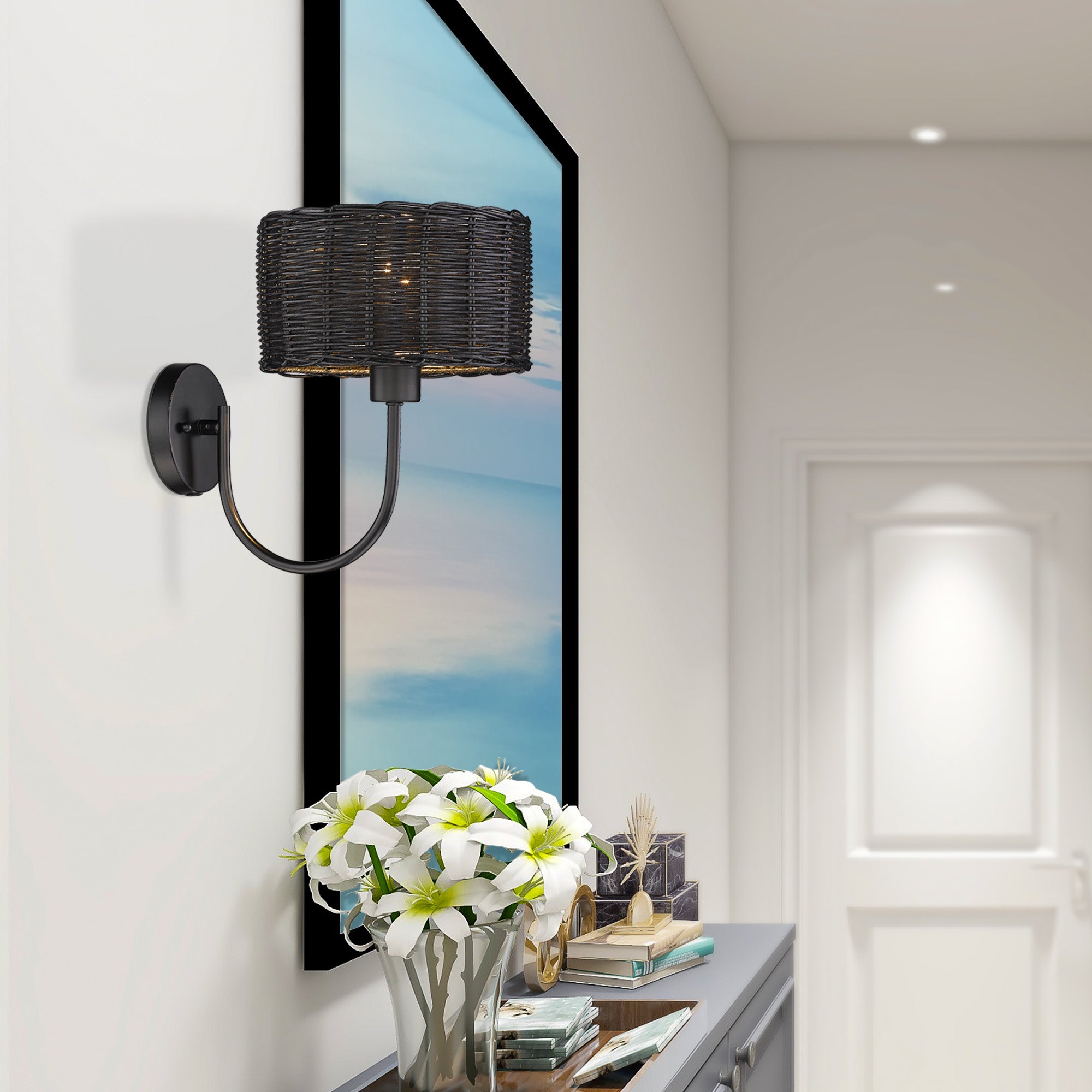 Golden Lighting Erma 1-light Wall Sconce in Matte Black - - Golden Lighting