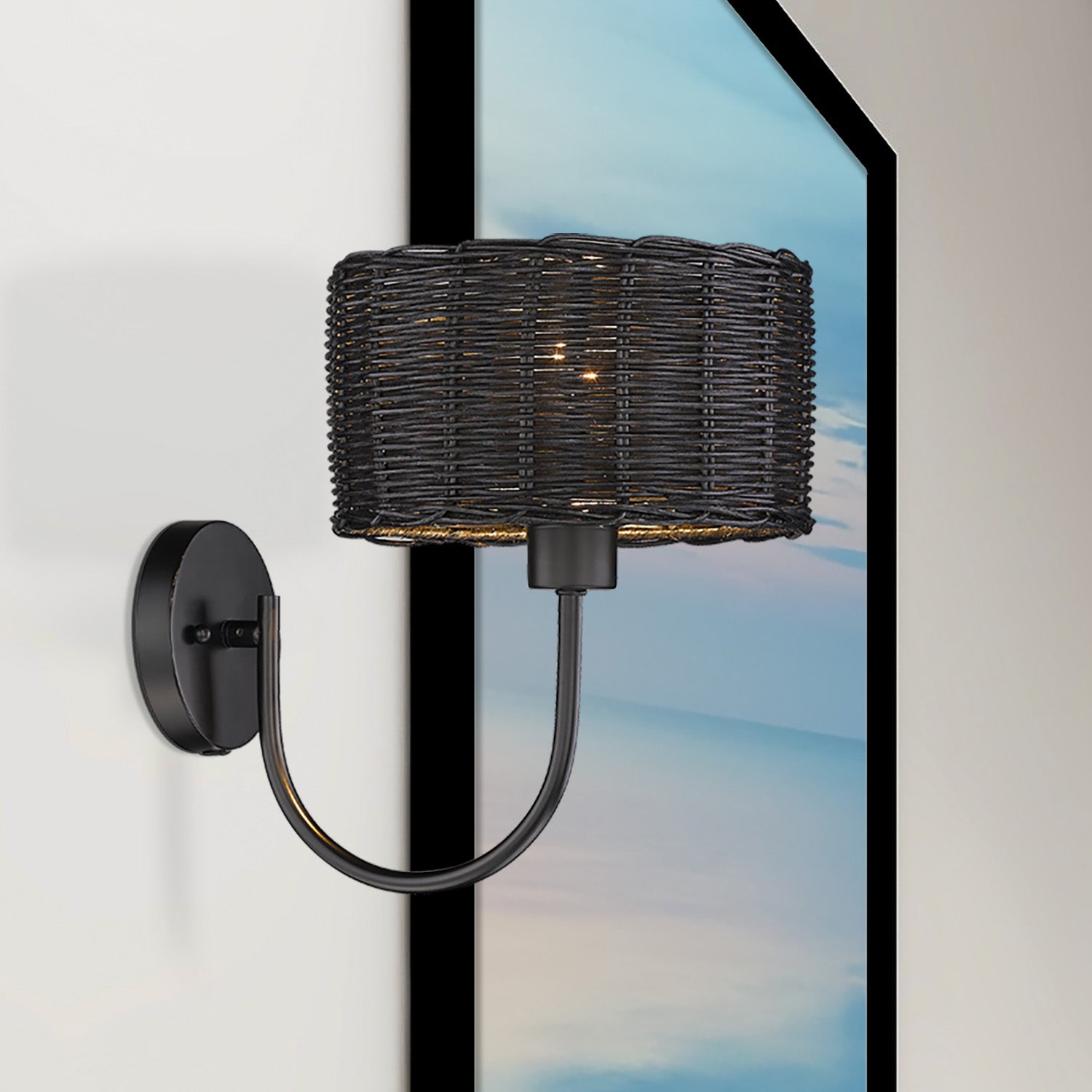 Golden Lighting Erma 1-light Wall Sconce in Matte Black - - Golden Lighting