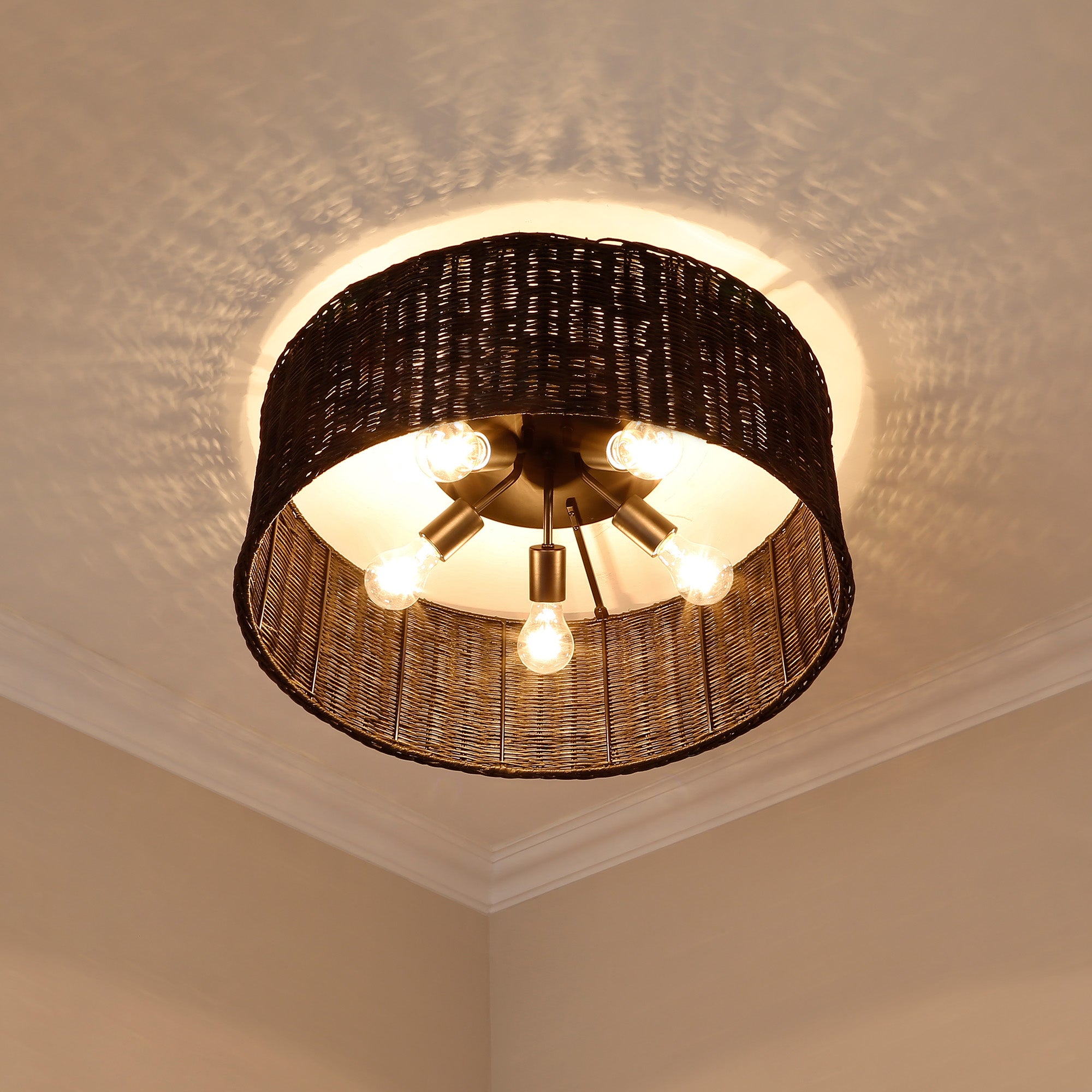 Golden Lighting Erma 5-light Flush Mount in Matte Black - - Golden Lighting