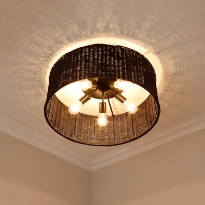 Golden Lighting Erma 5-light Flush Mount in Matte Black - - Golden Lighting