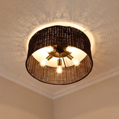 Golden Lighting Erma 5-light Flush Mount in Matte Black - - Golden Lighting