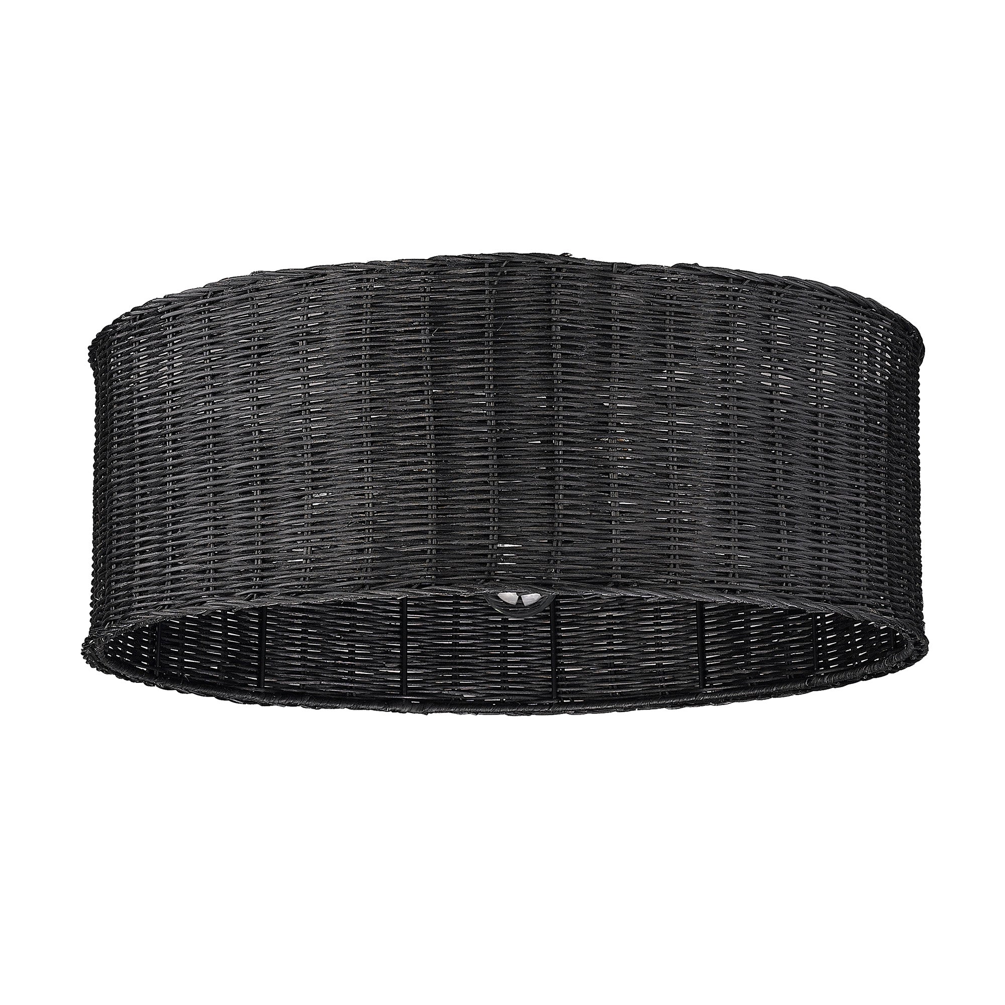 Erma 5 Light Flush Mount in Matte Black with Black Wicker Shade - - Golden Lighting
