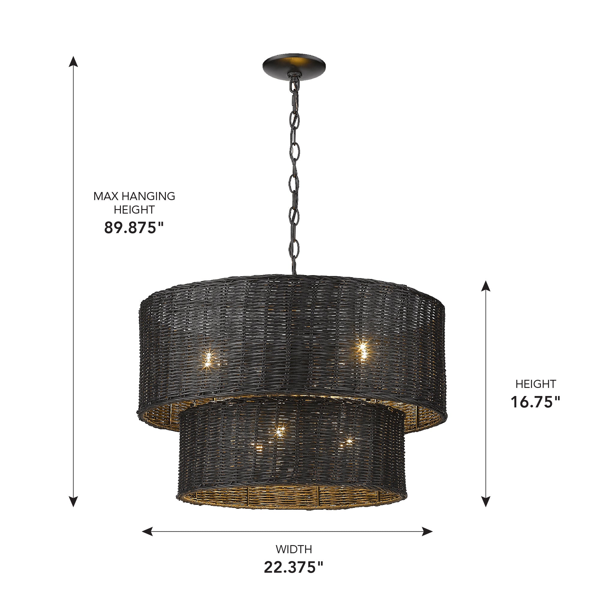 Golden Lighting Erma 6-light Chandelier in Matte Black - - Golden Lighting