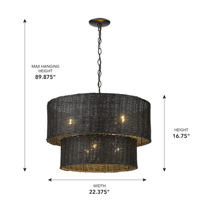 Golden Lighting Erma 6-light Chandelier in Matte Black - - Golden Lighting