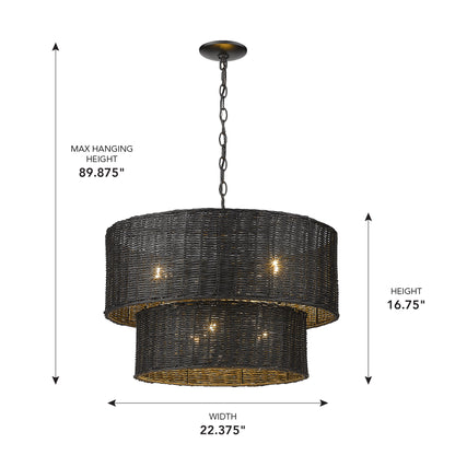 Golden Lighting Erma 6-light Chandelier in Matte Black - - Golden Lighting