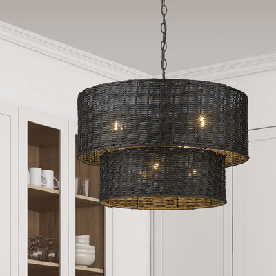 Golden Lighting Erma 6-light Chandelier in Matte Black - - Golden Lighting