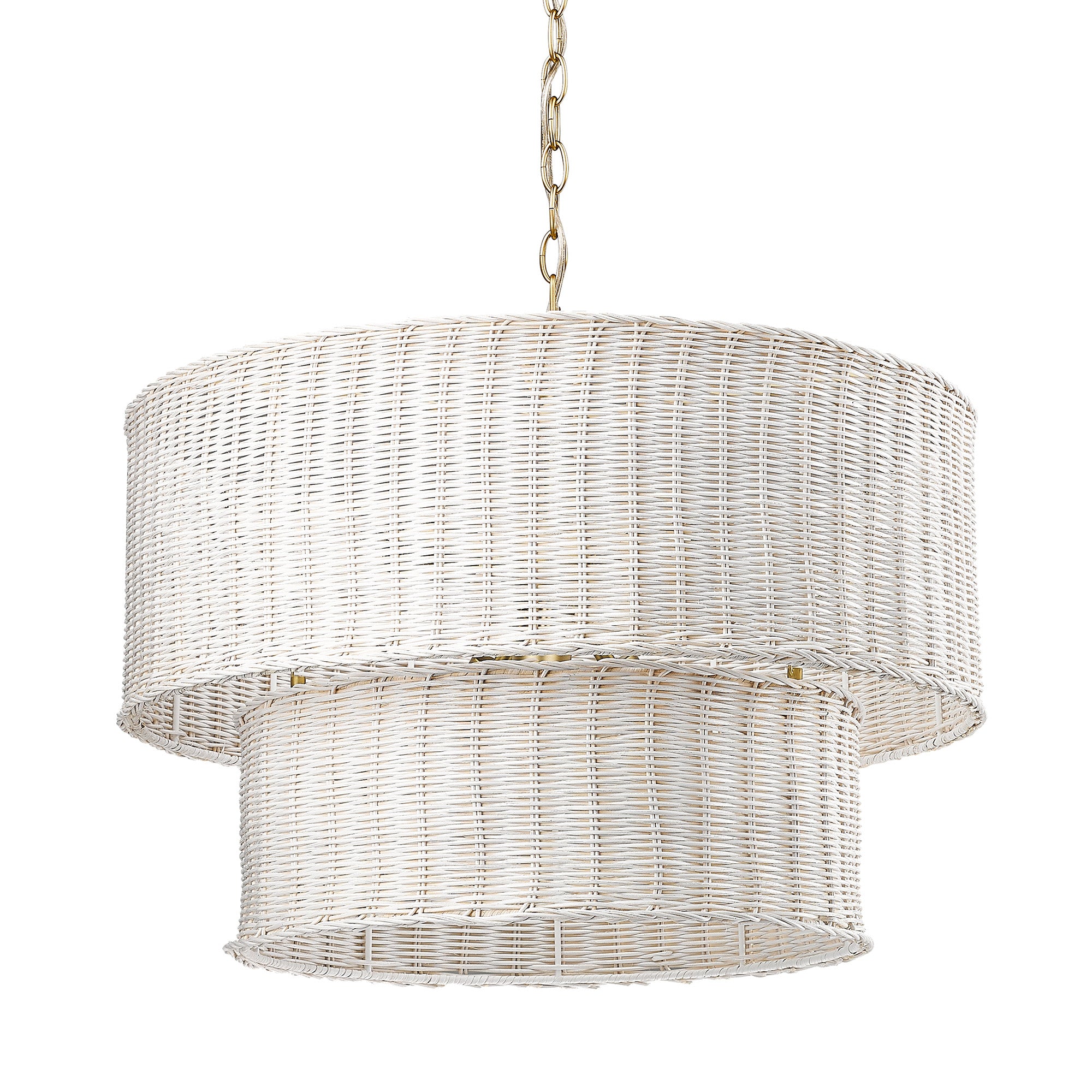 Erma BCB 6 Light Chandelier in Brushed Champagne Bronze with White Wicker Shade - - Golden Lighting