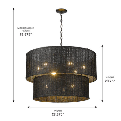 Golden Lighting Erma 9-light Chandelier in Matte Black - - Golden Lighting