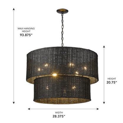 Golden Lighting Erma 9-light Chandelier in Matte Black - - Golden Lighting