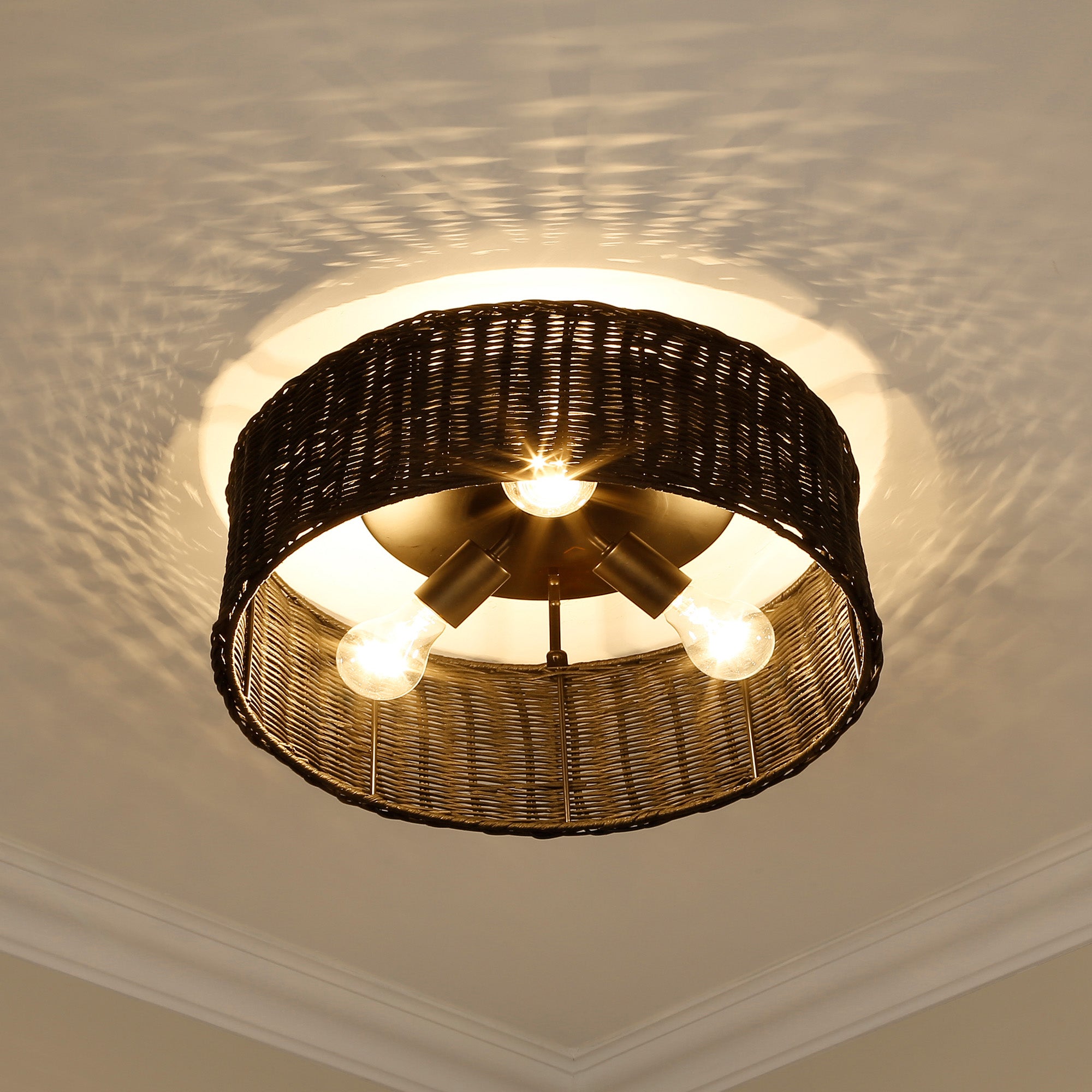 Golden Lighting Erma 3-light Flush Mount in Matte Black - - Golden Lighting