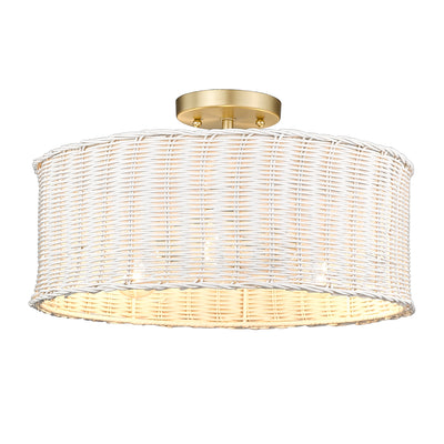 Golden Lighting Erma 3-light Semi-Flush Mount in Brushed Champagne Brass - - Golden Lighting