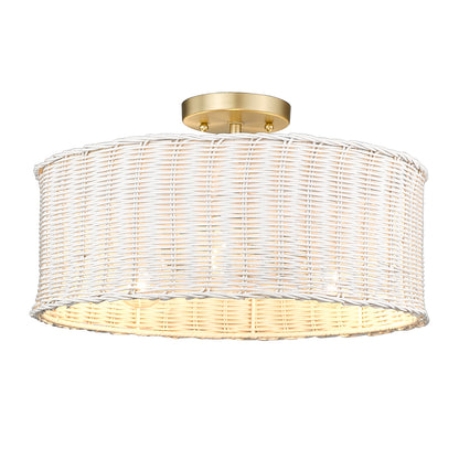 Golden Lighting Erma 3-light Semi-Flush Mount in Brushed Champagne Brass - - Golden Lighting
