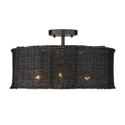 Golden Lighting Erma 3-light Semi-Flush Mount in Matte Black - - Golden Lighting