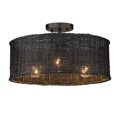 Golden Lighting Erma 3-light Semi-Flush Mount in Matte Black - - Golden Lighting