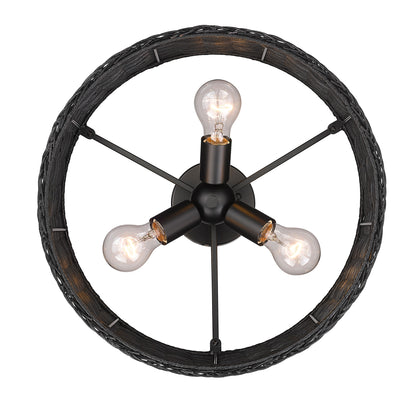 Golden Lighting Erma 3-light Semi-Flush Mount in Matte Black - - Golden Lighting