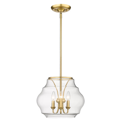 Annette 3 Light Pendant in Brushed Champagne Bronze with Clear Glass Shade - Brushed Champagne Bronze / Clear Glass / Clear - Golden Lighting