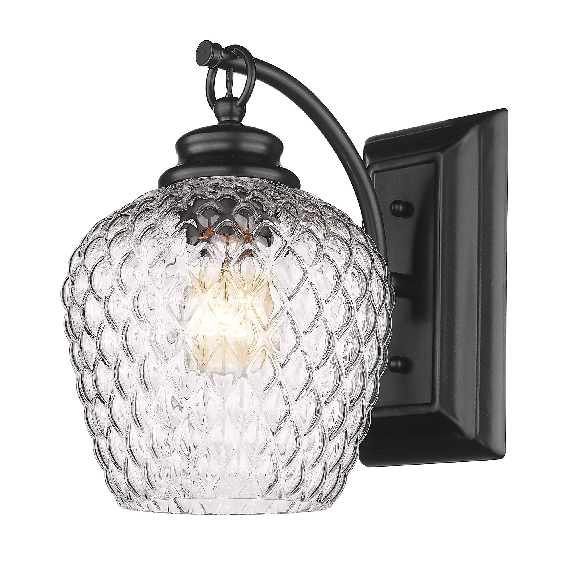 Adeline 1 Light Wall Sconce in Matte Black with Clear Glass Shade - - Golden Lighting