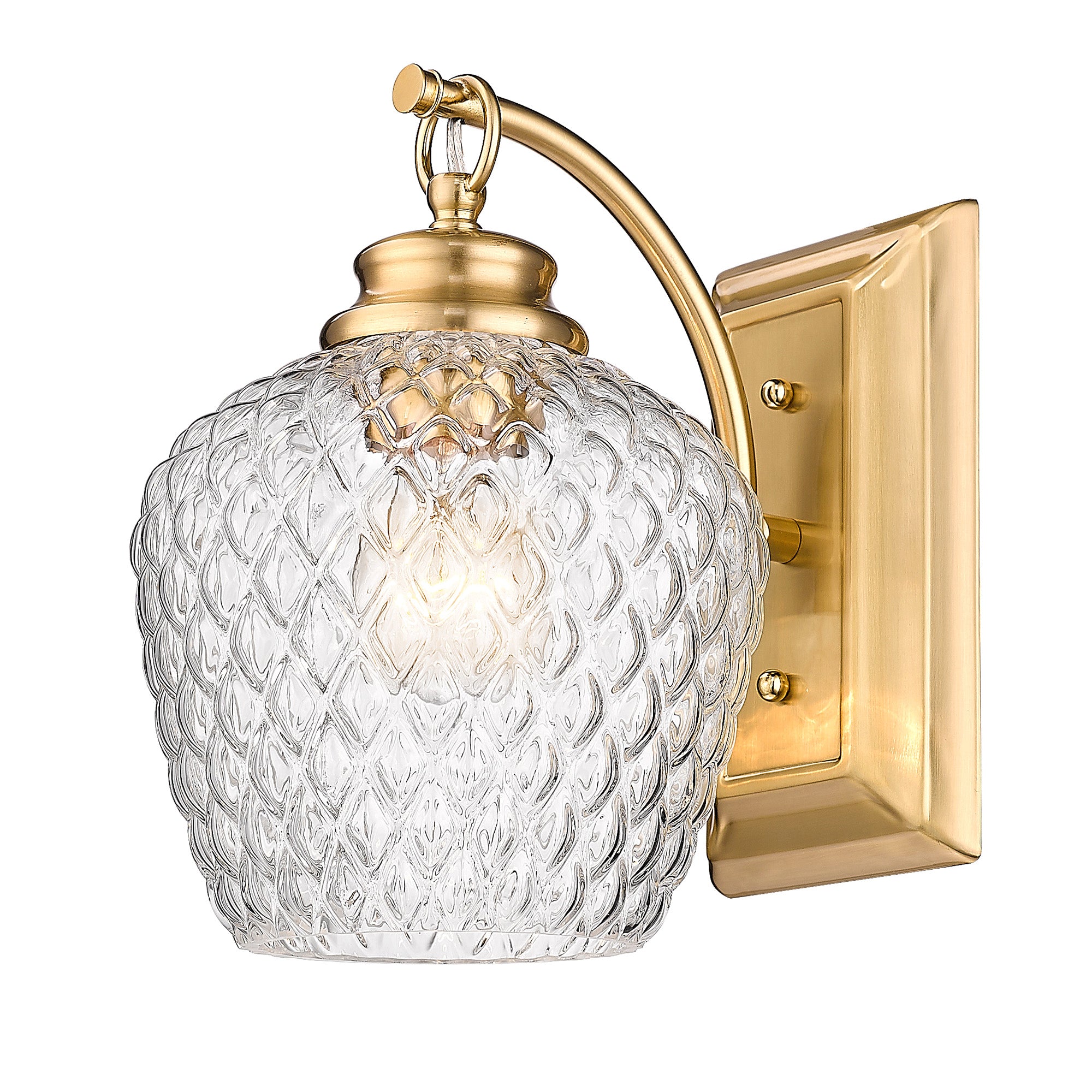 Adeline MBG 1 Light Wall Sconce in Modern Brushed Gold with Clear Glass Shade - - Golden Lighting