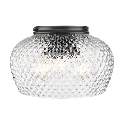 Adeline 3 Light Flush Mount in Matte Black with Clear Glass Shade - - Golden Lighting