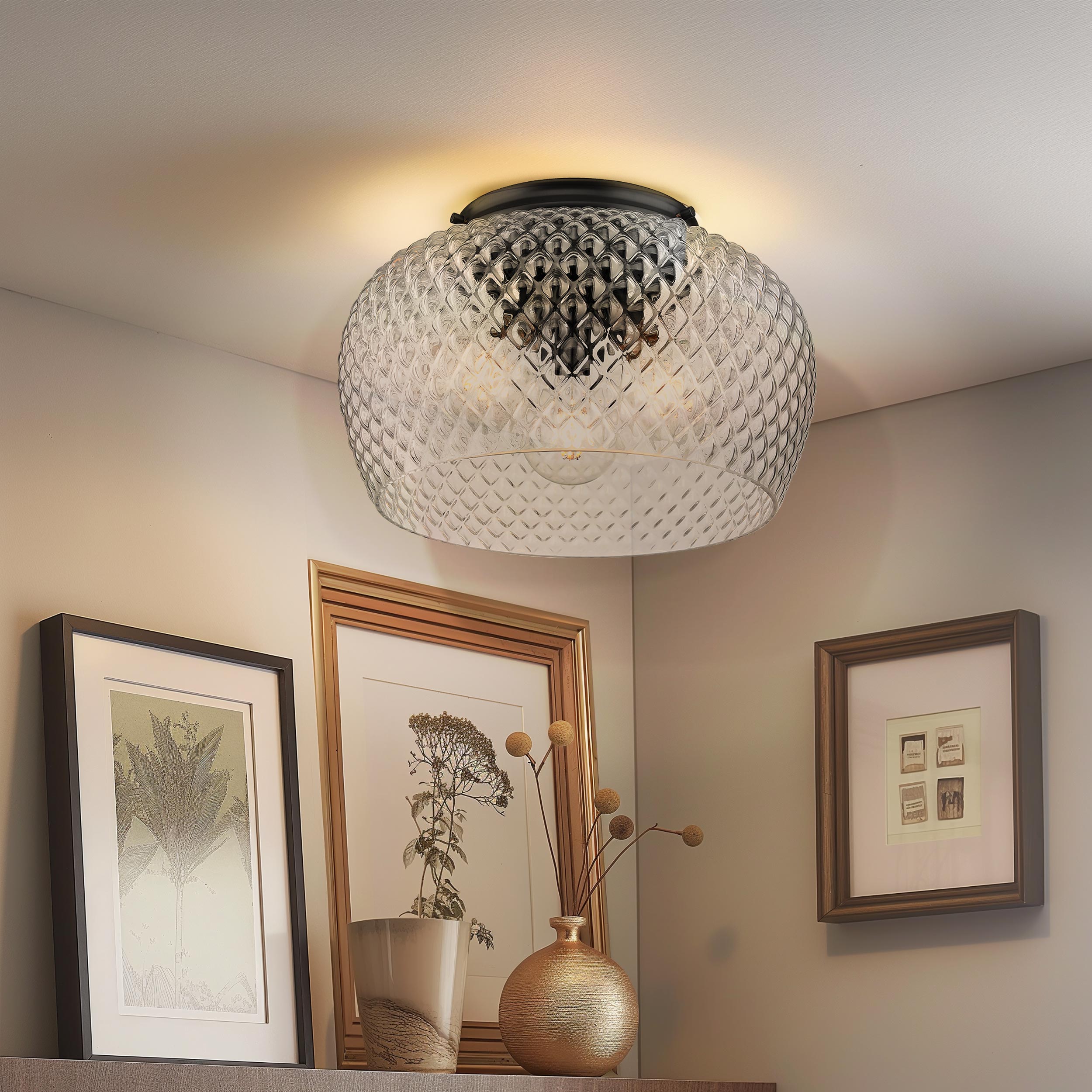 Adeline 3 Light Flush Mount in Matte Black with Clear Glass Shade - Default Title - Golden Lighting