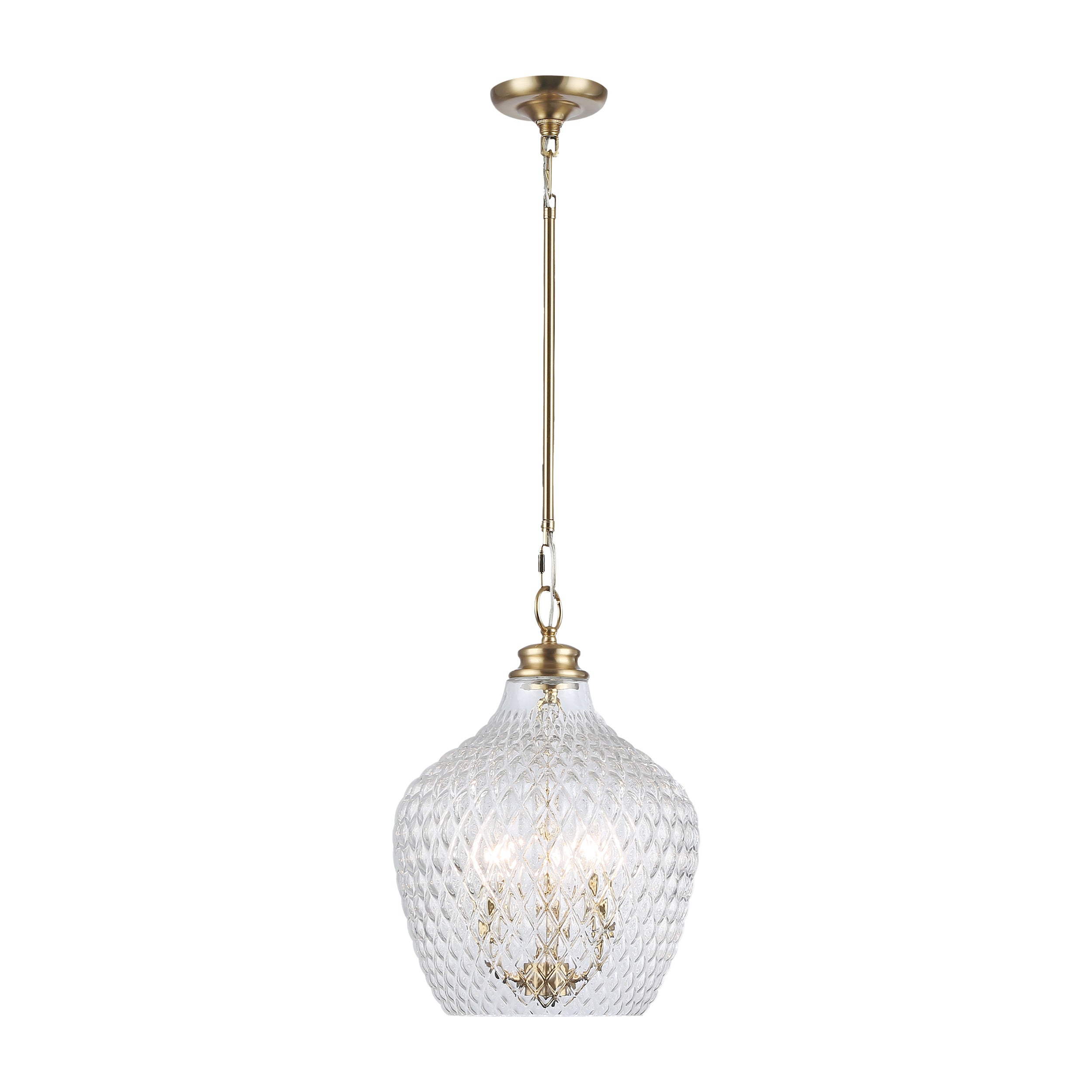 Adeline 3-Light Pendant in Modern Brushed Gold with Clear Glass - - Golden Lighting