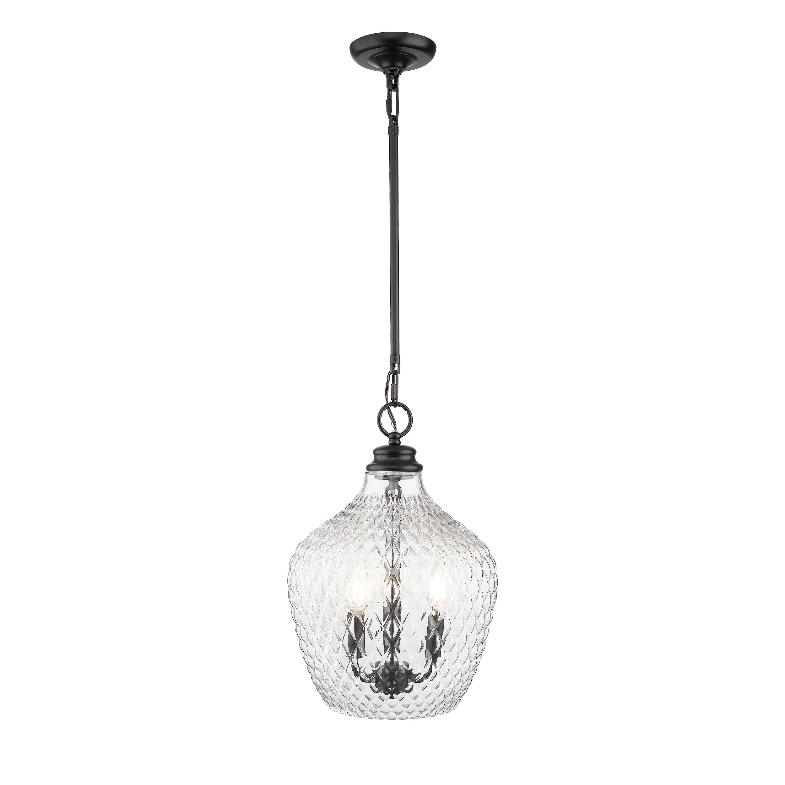 Adeline 3-Light Pendant in Matte Black with Clear Glass - - Golden Lighting