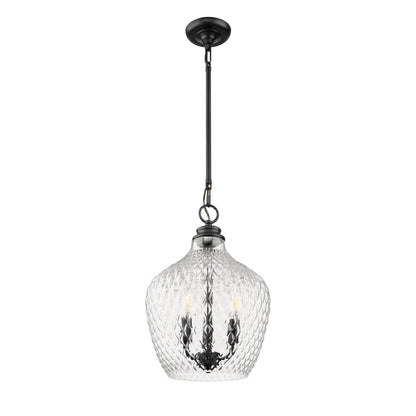 Adeline 3-Light Pendant in Matte Black with Clear Glass - Matte Black / Clear Glass / Clear - Golden Lighting