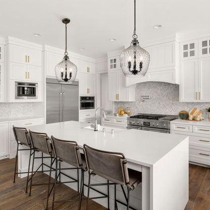 Adeline 3-Light Pendant in Matte Black with Clear Glass - Default Title - Golden Lighting