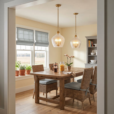 Adeline 3-light Pendant in Modern Brushed Gold, AI-visualized room scene - Golden Lighting