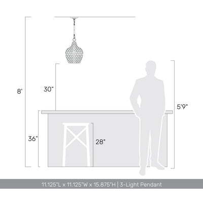 Golden Lighting Adeline 3-light Pendant in Matte Black - - Golden Lighting
