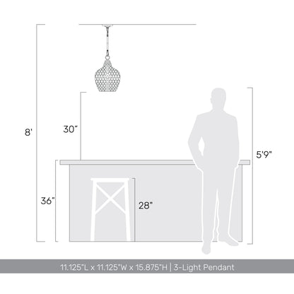 Golden Lighting Adeline 3-light Pendant in Matte Black - - Golden Lighting