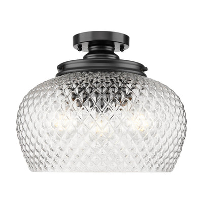 Golden Lighting Adeline 3-light Semi-Flush Mount in Matte Black - - Golden Lighting