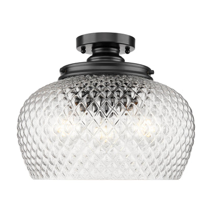 Golden Lighting Adeline 3-light Semi-Flush Mount in Matte Black - - Golden Lighting