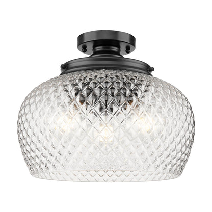 Golden Lighting Adeline 3-light Semi-Flush Mount in Matte Black - - Golden Lighting