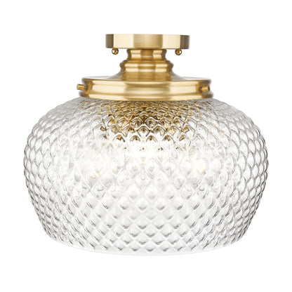 Adeline 3 Light Semi-Flush in Modern Brushed Gold with Clear Glass Shade - - Golden Lighting