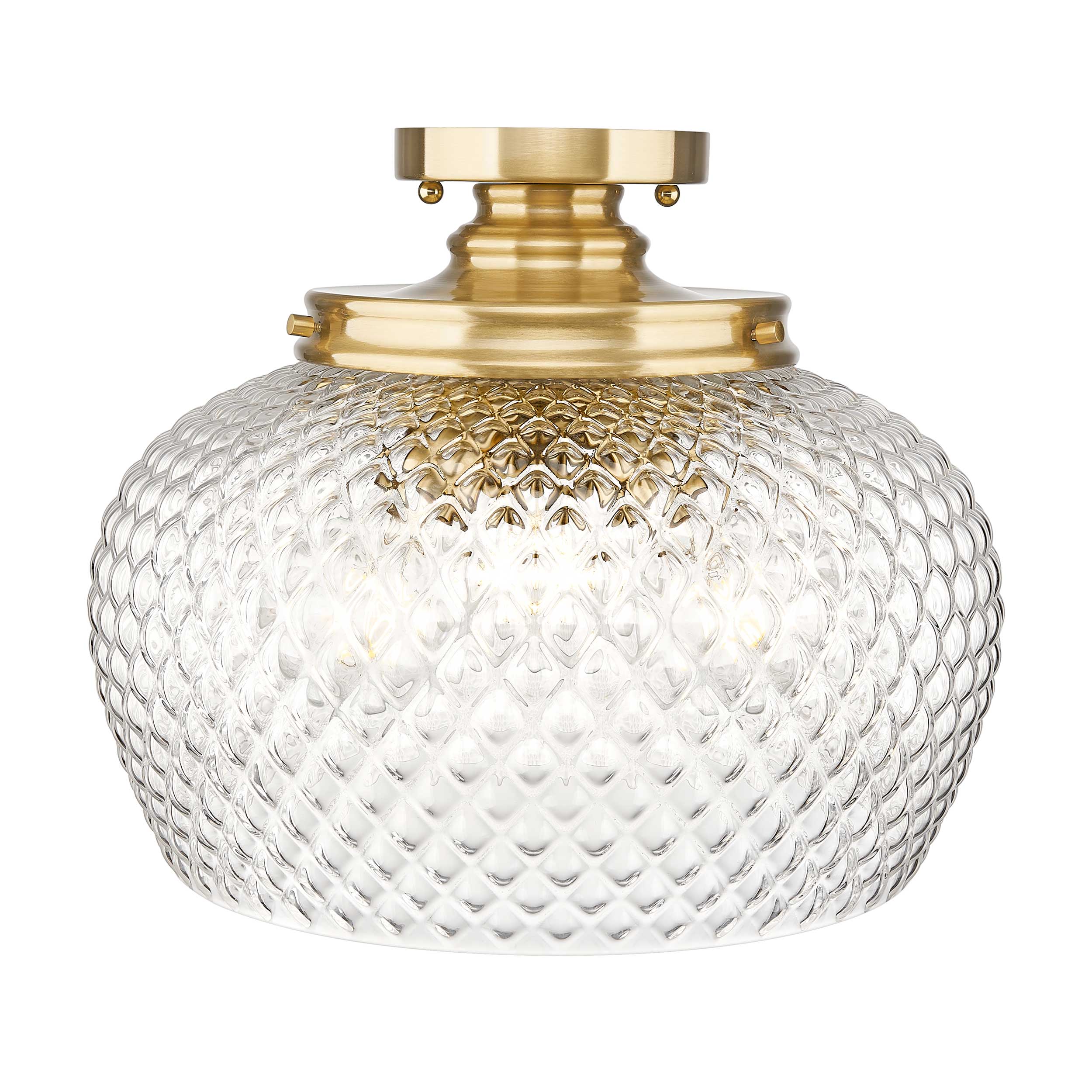 Adeline 3 Light Semi-Flush in Modern Brushed Gold with Clear Glass Shade - - Golden Lighting