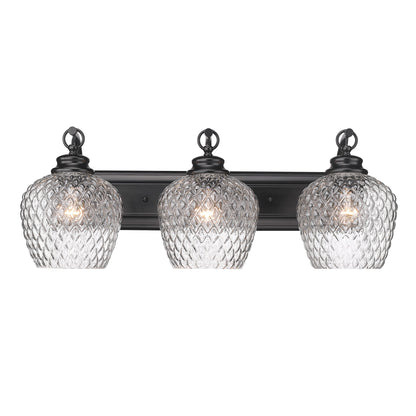 Adeline 3 Light Bath Vanity in Matte Black with Clear Glass Shade - Default Title - Golden Lighting