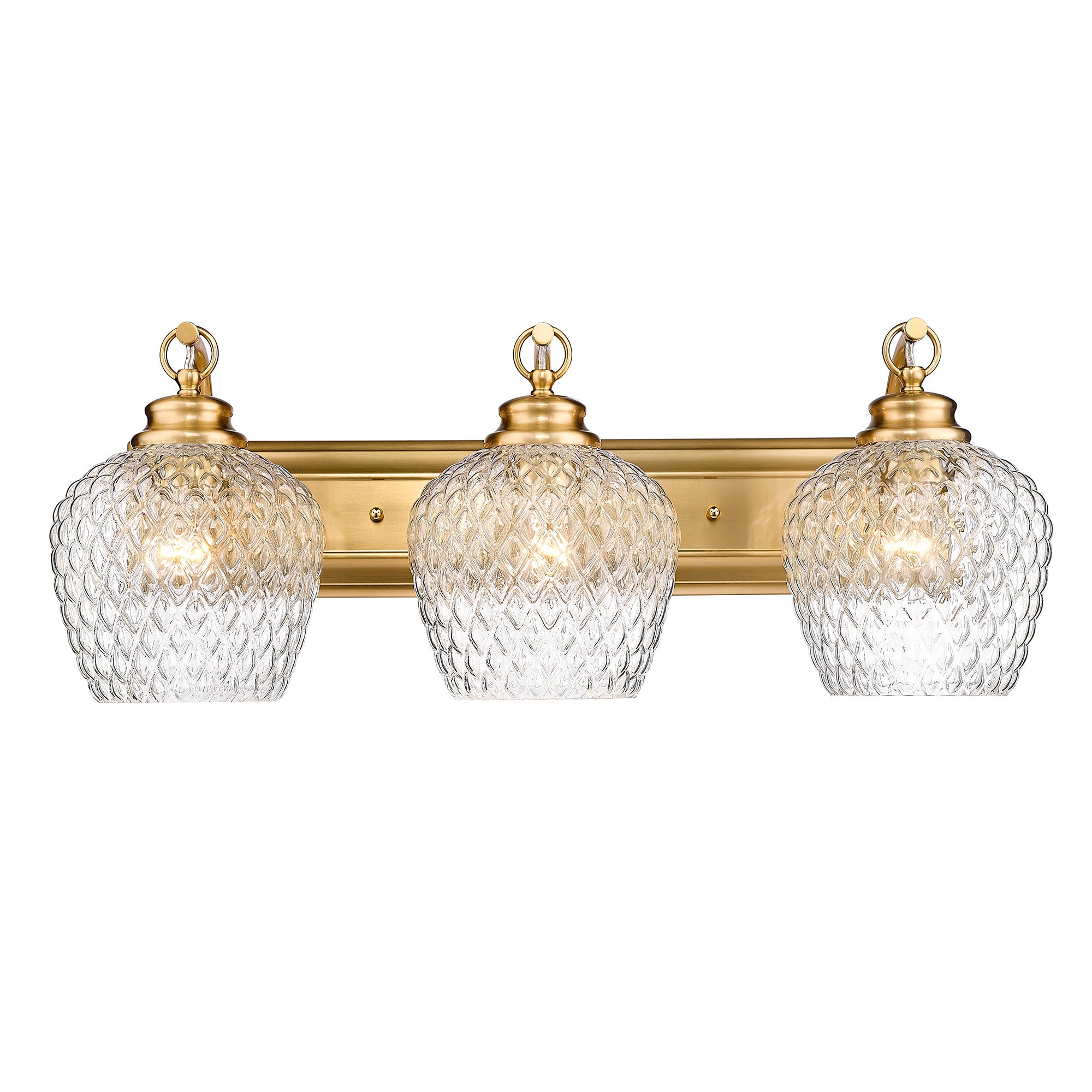 Adeline MBG 3 Light Bath Vanity in Modern Brushed Gold with Clear Glass Shade - Modern Brushed Gold / Clear Glass / Clear - Golden Lighting