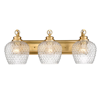 Adeline MBG 3 Light Bath Vanity in Modern Brushed Gold with Clear Glass Shade - Modern Brushed Gold / Clear Glass / Clear - Golden Lighting